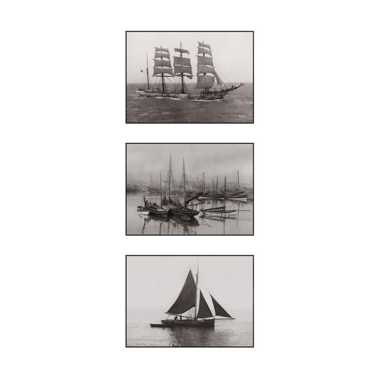 Photo d'époque mer n°43 - triptyque - bateaux