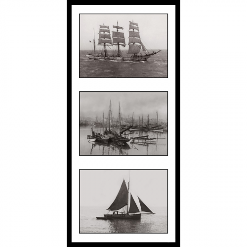 Photo d'époque mer n°43 - triptyque - bateaux