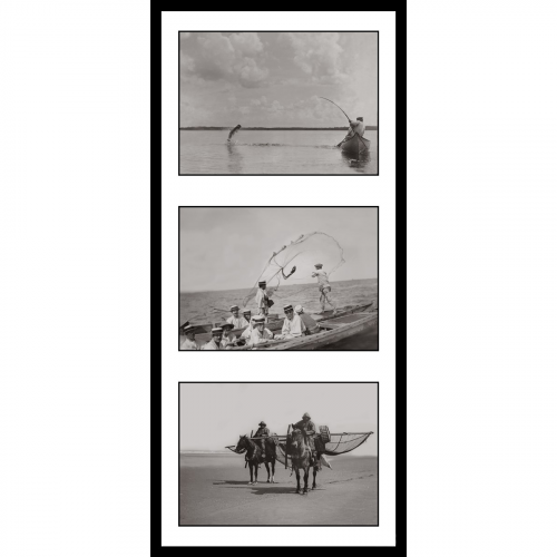 Photo d'époque Pêche n°69 - triptyque - 2 1ères photos de Victor Forbin