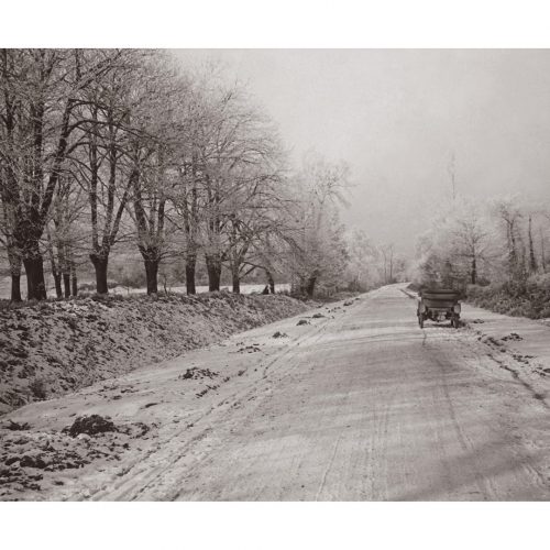 Photo d'époque Automobile n°67 - route de Bellac sous la neige - 1914