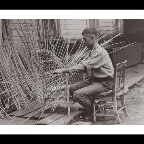 Photo d'époque métiers n°23 - tissage chaise en roseaux - Liverpool - Etats-Unis