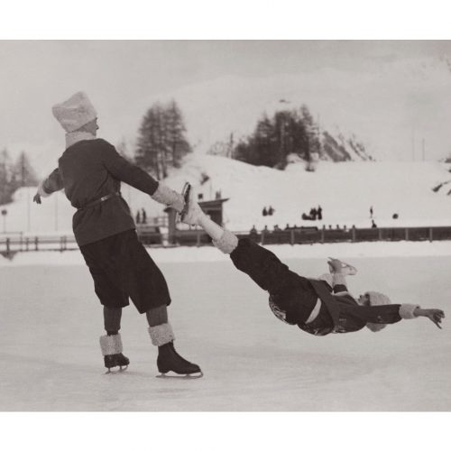 Photo d'époque montagne n°84 - double en patin à glace - st moritz - photographe Victor Forbin
