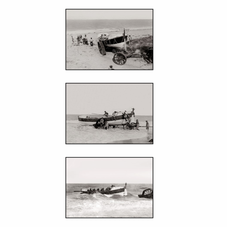 Photo d'époque sur l'eau n°34 - triptyque - bateau de sauvetage en mer