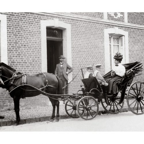 Photo d'époque Equitation n°61 - départ en charrette à cheval