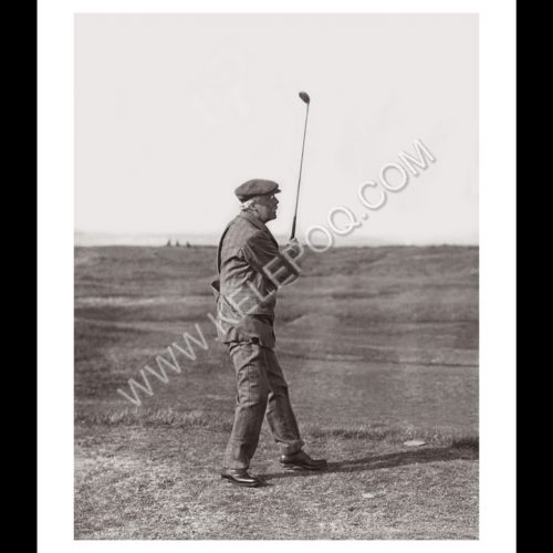 Photo d'époque SPORT n°75 - Arthur James Balfour au golf - Parliamentary Golf à Sandwich (Kent, UK) - photographe Victor Forbin
