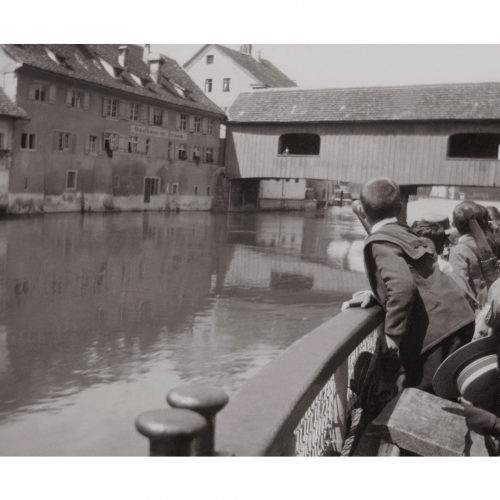 Photo d'époque Sur l'eau n°61 - Tour en bateau sur le Rhin Diessenhofen–Schaffhouse - Suisse - pont en bois Diessenhofen