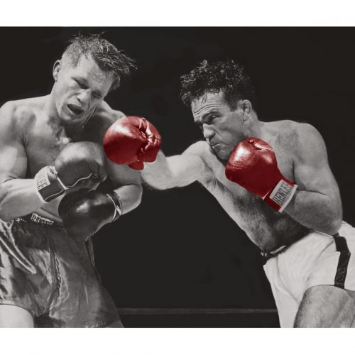 Photo d'époque SPORT couleur n°68 - Championnat du monde des poids moyen 1948 entre Marcel Cerdan et Tony Zale (1M50)