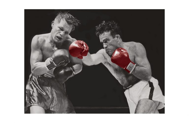 Photo d'époque SPORT couleur n°68 - Championnat du monde des poids moyen 1948 entre Marcel Cerdan et Tony Zale (1M50)