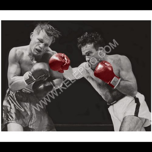 Photo d'époque SPORT couleur n°68 - Championnat du monde des poids moyen 1948 entre Marcel Cerdan et Tony Zale (1M50)