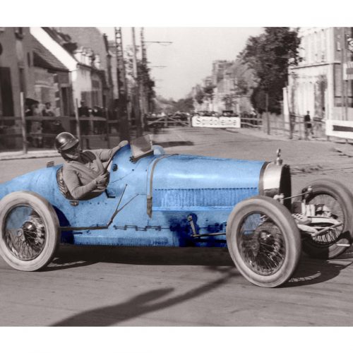 Photo d'époque Automobile en couleur n°88 - Ivy Cummings - Bugatti - Grand Prix de Boulogne - août 1926 - Photographe Victor Forbin